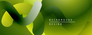 Soyut sıvı şekilleri, yeşil renkler baskın. Modern tasarım, pürüzsüz eğimler dinamik kompozisyon yaratır. Minimalist estetik.