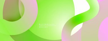 Soyut sıvı şekiller, pastel renklerin karışımı. Pürüzsüz gradyanlar modern tasarım yaratır. Açık pembe, yeşil renkler kompozisyona hakim..