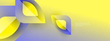 Soyut geometrik şekiller örtüşür, dinamik sarı ve mavi renkler yaratır. Arka plan modern tasarımı, pürüzsüz geçişleri öneriyor.