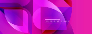 Soyut geometrik şekiller, canlı pembeler, morlar, kırmızılar harmanlanır. Modern tasarım elementleri dinamik görsel etki yaratır. Yumuşak gradyanlar mevcut katmanlı efekt.