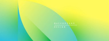 Arkaplanda parlak sarı, yeşil renkler var. Düz eğriler modern soyut tasarım yaratır. Metin arkaplan tasarımı okur.