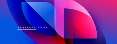 Soyut sıvı şekilleri canlı mavileri, pembeleri, morları harmanlıyor. Modern tasarım üst üste binen katmanlar, dinamik görsel efekt yaratır.