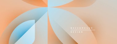 Soyut tasarım yumuşak renk eğimlerine sahiptir. Üst üste binen şekiller dinamik görsel akış yaratır. Minimalist estetik, modern arkaplan dokusu.