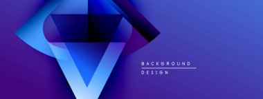 Soyut geometrik tasarım. Gradyan mavi, mor renkler dinamik görsel efekt yaratır. Dijital projeler için modern arkaplan.