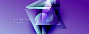 Soyut geometrik şekiller, mor renkler, modern tasarım. Gradyan renkler dinamik görsel efekt yaratır. Minimalist kompozisyon.