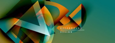 Soyut geometrik şekiller örtüşür, dinamik görsel doku oluşturur. Teal, turuncu, beyaz renkler kompozisyona hakim. Modern tasarım ögesi.