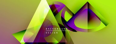 Soyut geometrik şekiller çakışıyor. Canlı renkler harmanlanarak, dinamik görsel efekt yaratır. Modern tasarım elementleri enerji, hareket.