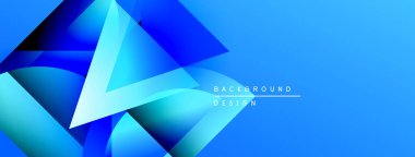 Soyut mavi tasarım, üst üste binen şekiller. Gradyan renkler dinamik görsel efekt yaratır. Dijital projeler için modern arkaplan.