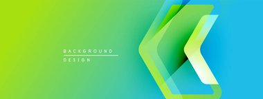 Soyut eğim arkaplanı. Parlak renkler harmanlanarak, dinamik görsel efekt yaratır. Sembol şekilleri üst üste biner, derinlik ekler. Modern tasarım ögesi.