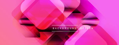 Soyut geometrik şekiller örtüşür, canlı pembe gradyan arkaplan oluşturur. Metin, arkaplan tasarımını merkezden okur.