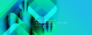 Soyut geometrik şekiller örtüşür, canlı turkuaz eğimleri yaratır. Metin, kompozisyon içerisindeki arkaplan tasarımını okur.