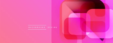 Pembe soyut arka plan. Üst üste binen kareler modern görsel efektler yaratır. Dereceli gölgeler derinlik ve doku ekler. Minimalist tasarım unsurları.