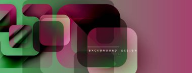 Soyut geometrik şekiller çakışıyor. Yeşil, pembe, gri renkler modern tasarım yaratır. Minimalist tarz, temiz çizgiler, basit kompozisyon.