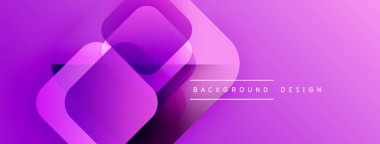 Soyut mor arkaplan özellikleri üst üste binen kareler, dinamik görsel efekt yaratır. Modern tasarım elementleri teknoloji ve yenilik öneriyor.