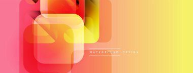 Soyut geometrik şekiller çakışıyor. Sıcak renkler harmanlanarak, dinamik görsel efekt yaratır. Gradyan geçişler kompozisyona hakim..