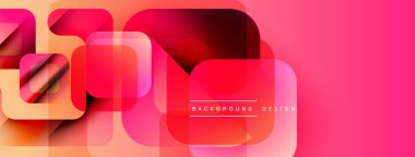 Soyut geometrik şekiller örtüşüyor, canlı pembe, turuncu renkler yaratıyor. Pankartlar, başlıklar, arkaplanlar için modern tasarım ögesi.