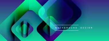 Soyut geometrik şekiller örtüşür, canlı bir değişim etkisi yaratır. Modern tasarım havalı maviler, yeşiller, morlar içerir. Minimalist estetik.