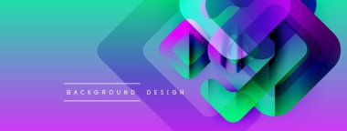 Soyut geometrik tasarım. Canlı renkler harmanlanarak katmanlanmış kareler oluşturur. Modern estetik, arka planlar ve sunumlar için uygun..