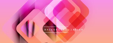 Soyut geometrik şekiller örtüşüyor, canlı pembe, turuncu renkler yaratıyor. Modern tasarım arka plan kullanımını öneriyor, pürüzsüz geçişler görünür.