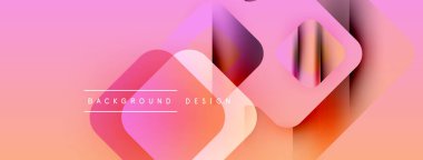Soyut geometrik şekiller örtüşüyor, canlı pembe, turuncu gradyan oluşturuyor. Modern tasarım elementleri dijital sanat, arkaplan dokusu.