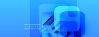 Soyut mavi katmanlar modern arkaplan oluşturur. Üst üste binen şekiller derinliği, pürüzsüz eğimlerin ise görsel çekiciliği gösteriyor. Metin arkaplan tasarımı okur.