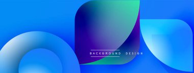 Soyut mavi eğimli şekiller çakışıyor. Modern tasarım düz eğriler, canlı renkler, metin arkaplan tasarımı içerir.