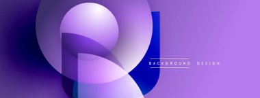 Soyut mor tasarım, üst üste binen daireler, gradyanlar. Modern estetik, arka planlar ve sunumlar için uygun. Minimalist stil.