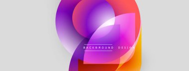 Soyut renkli şekiller çakışıyor. Gradyan renkler harmanlanarak, dinamik görsel efekt yaratır. Arka planlar için modern tasarım ögesi.