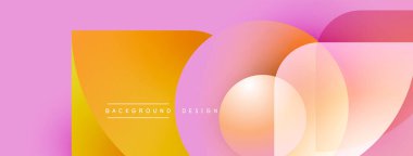 Soyut geometrik şekiller, canlı renkler, pembe turuncu gradyanlar. Modern tasarım elementleri dinamik görsel bileşim oluşturur.