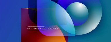 Soyut geometrik şekiller, canlı renkler, modern tasarım. Mavi, mor, kırmızı renkler dinamik görsel efekt yaratır. Metin arkaplan tasarımı okur.