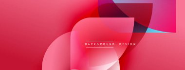 Soyut pembe dizayn özellikleri üst üste binen şekiller, gradyanlar. Metin arka plan tasarımı okur. Modern estetik, canlı renkler sunar.