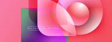 Soyut geometrik şekiller örtüşüyor, canlı pembe, mor renkler yaratıyor. Modern tasarım öğeleri akıcılık, derinlik, görsel ilgi.