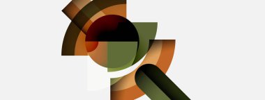 Soyut bileşim, üst üste binen kıvrımlı şekiller. Topraksı tonlar tasarıma hakim, dinamik görsel ilgi yaratıyor. Minimalist estetik.