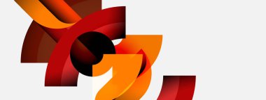 Soyut şekiller, turuncu, kırmızı renkler kompozisyona hakim. Dinamik eğriler görsel ilgi yaratır. Minimalist tasarım, modern estetik.