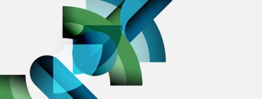 Soyut kurdeleler örtüşüyor, dinamik görsel akış yaratıyor. Teal, yeşil renkler tarafsız arkaplanda baskın. Modern tasarım ögesi.