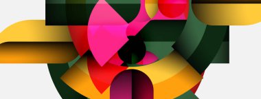 Soyut geometrik bileşim. Kalın renkler kesişiyor, dinamik görsel deneyim yaratıyor. Şekiller örtüşüyor, karmaşık desenler oluşturuyor. Modern tasarım.