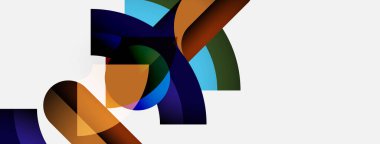 Soyut şekiller örtüşür, dinamik bileşim yaratır. Renkler harmanlanır, modern estetik sunulur. Minimalist tasarım, temiz arkaplan.