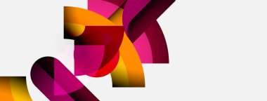 Soyut kurdeleler örtüşüyor, canlı renk eğimleri yaratıyor. Şekiller hareketi, enerjiyi, modern tasarımı, estetiği akla getiriyor..