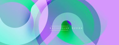 Soyut sıvı şekilleri kesişir. Renkler harmanlanmış turkuaz, mor, yeşil. Modern tasarım hareketi, enerjiyi, görsel uyumu çağrıştırıyor.