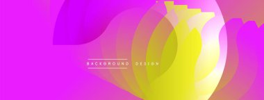 Soyut enerjik tasarım. Üst üste binen şekiller dinamik akış yaratır. Pembe, sarı renkler kompozisyona hakim. Modern estetik.