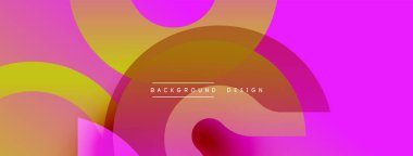 Soyut, enerjik tasarım, üst üste binen daireler. Pembe, turuncu, sarı renkler dinamik görsel efekt yaratır. Modern arkaplan ögesi.