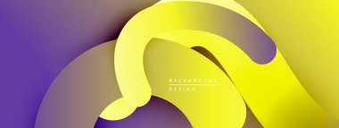 Soyut sıvı şekilleri, mor ve sarı renkleri harmanlıyor. Dinamik bileşim modern görsel etki yaratır. Yumuşak eğimler derinlik sunar.