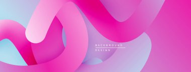 Soyut sıvı şekiller, canlı pembeler, morlar, maviler. Modern tasarım, pürüzsüz eğimler dinamik kompozisyon yaratır. Arkaplan dokusu görünür.