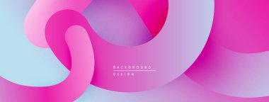 Soyut akışkan şekiller, canlı pembeler, morlar, maviler modern arkaplan tasarımı yaratır. Yumuşak eğimler görsel derinlik sunar.