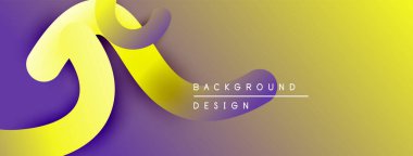 Soyut sıvı şekilleri, canlı sarı, mor renkler. Modern arkaplan tasarımı, pürüzsüz eğriler, dinamik bileşim.