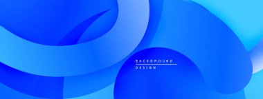 Soyut mavi arkaplan. Üst üste binen şekiller dinamik ve modern görsel efektler yaratır. Yumuşak eğimler, akış biçimleri.
