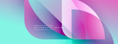 Soyut gradyanlar çakışıyor, dinamik görsel etki yaratıyor. Turkuaz, pembe, mor renkler kusursuz bir şekilde harmanlanır. Modern tasarım ögesi.