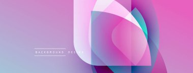 Soyut tasarım katmanlı kareler, canlı pembeler, maviler, morlar. Gradyan geçişler modern görsel efektler yaratır. Mevcut en küçük metin.