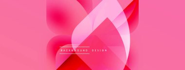 Soyut pembe tasarım. Üst üste binen şekiller dinamik sıvı bileşimi yaratır. Gradyan efektli modern arkaplan.