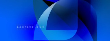 Soyut mavi tasarım üst üste binen şekiller, gradyanlar. Modern estetik, dijital arka planlar ve sunumlar için uygun. Basit, temiz kompozisyon.